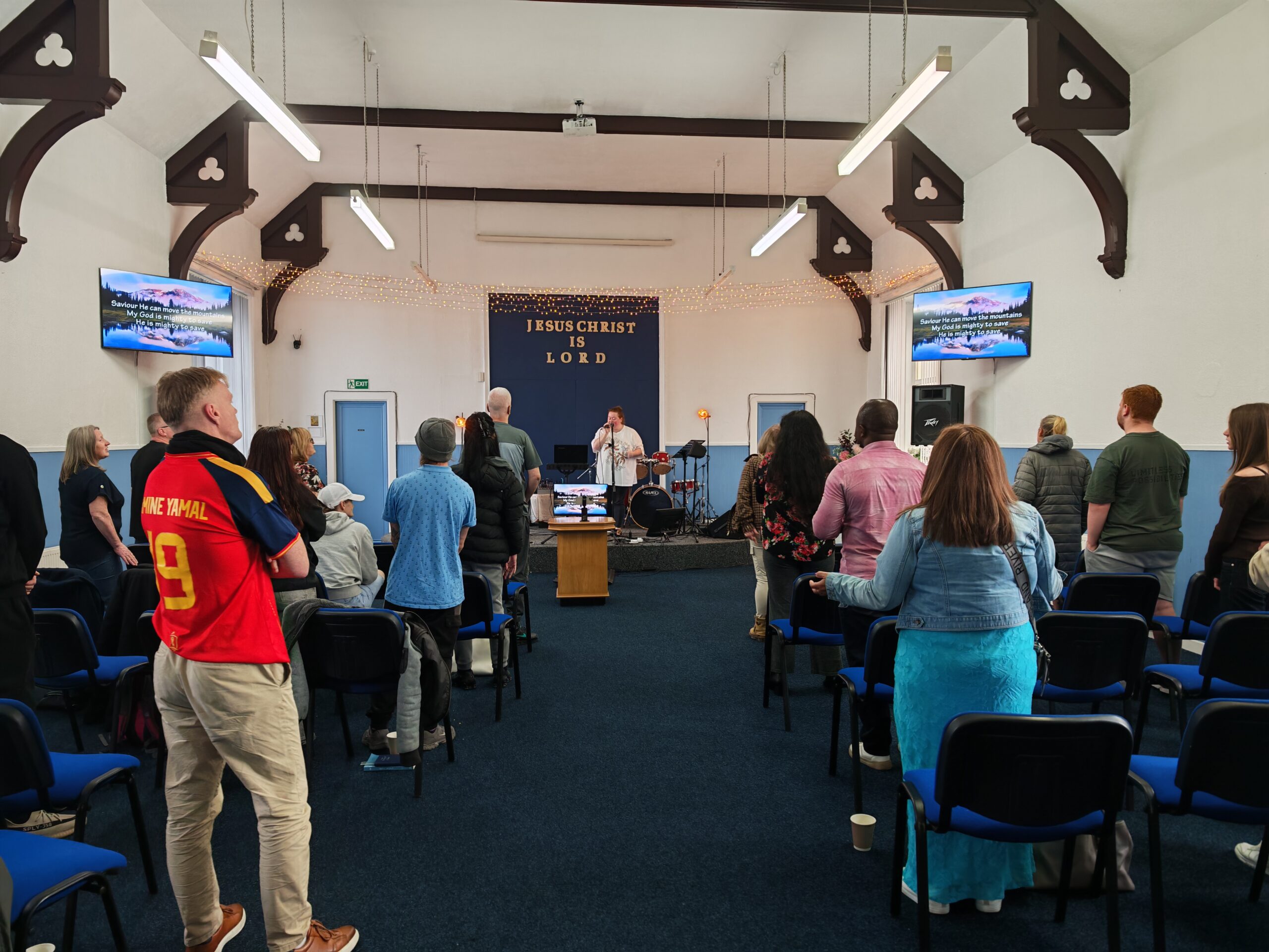 The PCF congregation worshipping together