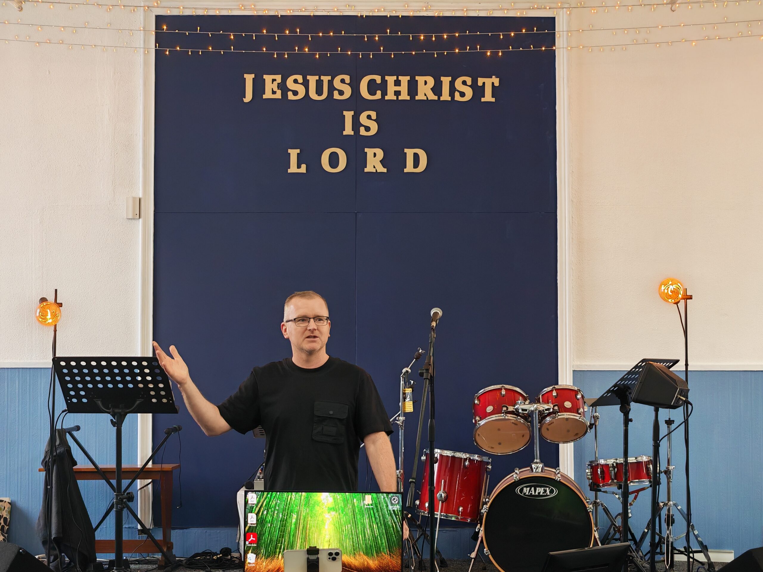 Preaching beneath the words Jesus Christ is Lord